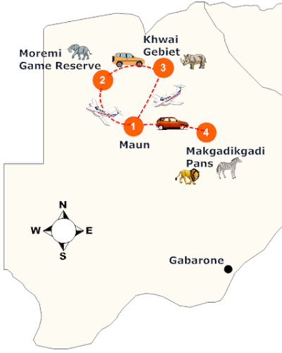 Eine Kombination der schönsten Wildparks mit kontrastreichen Landschaften.
